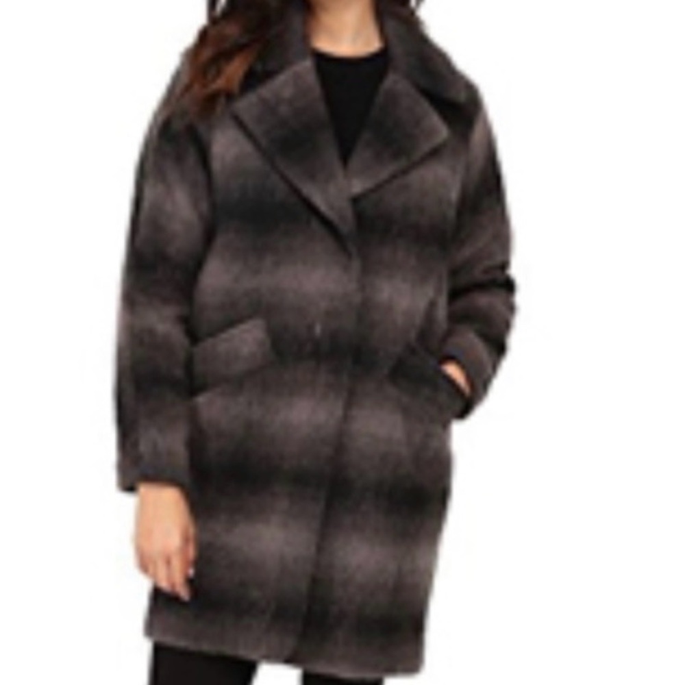 Marc New York Boucle black and grey wool blend coat size M
